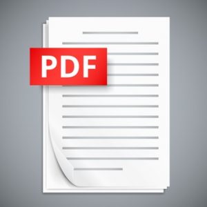 PDF icons, stack of paper sheets, vector illustration